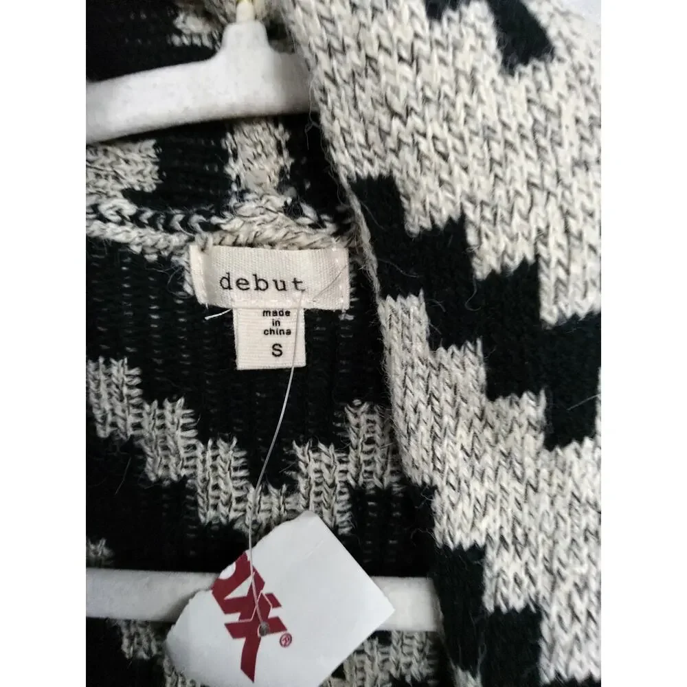 NWT chunky knit Aztec sweater cardigan sz S oversized Western native tribal boho - Picture 4 of 6